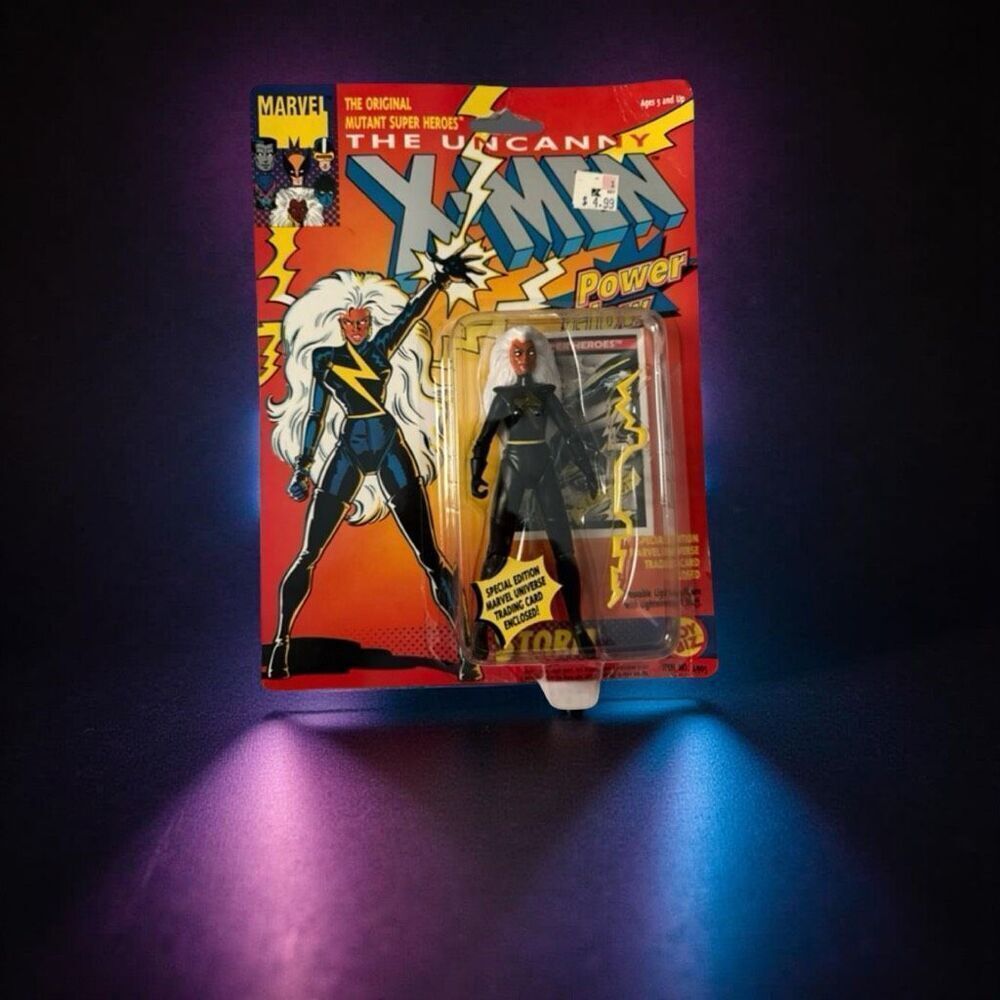 Vintage 1992 ToyBiz Uncanny X-Men Power Glow Storm Black Outfit Figure Sealed C1